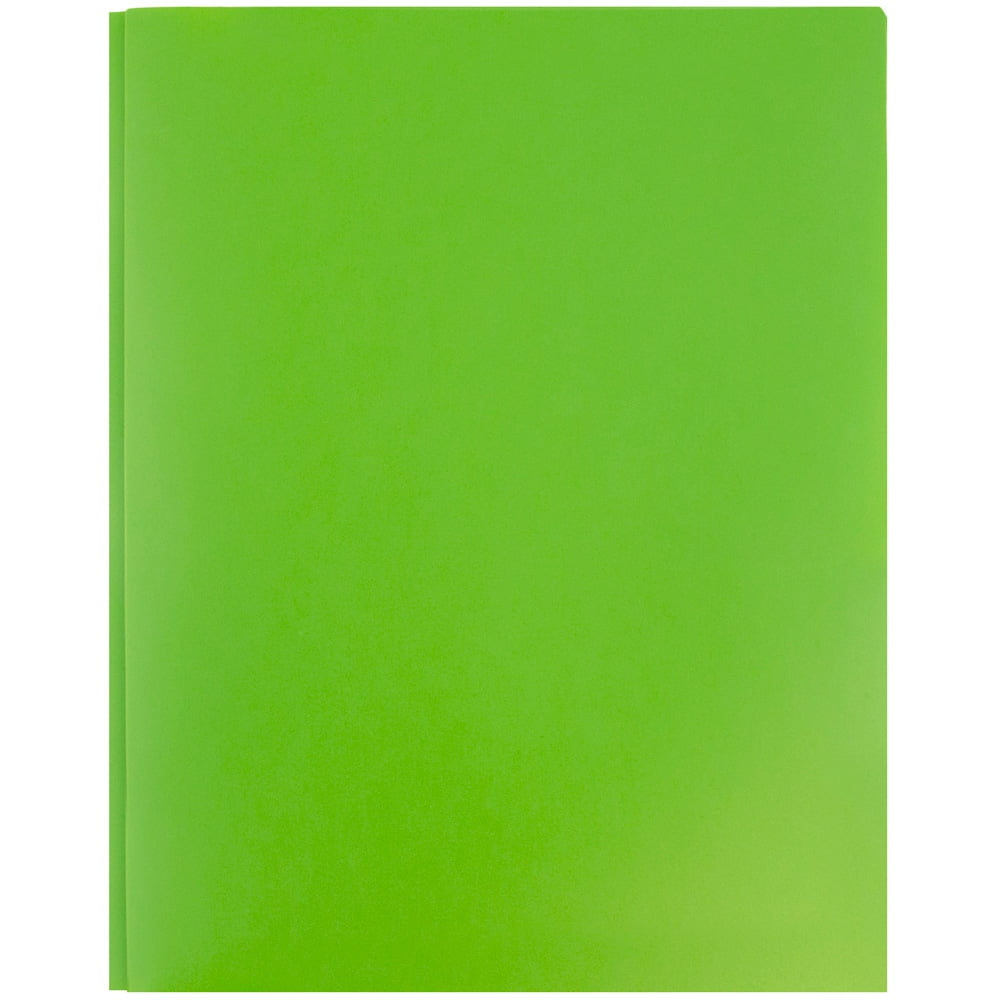 JAM Paper Medium Weight Plastic Presentation Folder with Clasps, Lime Green, 96/pack