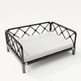 thumbnail image 5 of Wallowsun Wicker Dog Bed with 2'' Cushion,Rattan Dog Sofa Bed for Small Medium Dogs– Indoor/Outdoor Metal Frame Pet Bed up 66lbs(Black Rattan White Cushion), 5 of 9