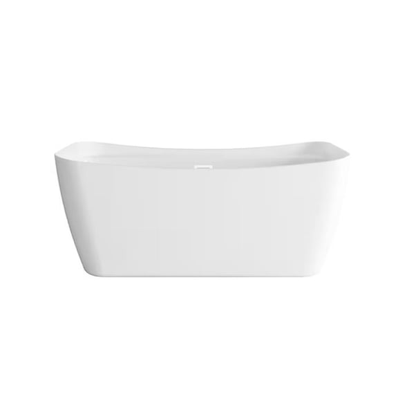 Elegant Kitchen & Bath BT10459GW-WHT 59 in. Soaking Bathtub with Polished White Trim - Glossy White