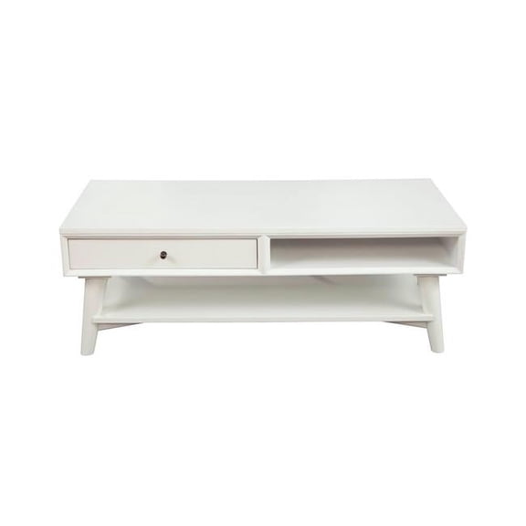 Alpine Furniture Flynn Wood 1 Drawer Coffee Table in White