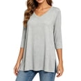thumbnail image 7 of ZORYEVY Womens Shirts Three Quarters Winter Solid Color V-neck Casual Sports Tops, 7 of 7