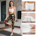 thumbnail image 6 of HELLHERO Mushroom Floral Printed Capri Leggings for Women High Waisted Yoga Pants Breathable Workout Leggings for Sports, XS, 6 of 7