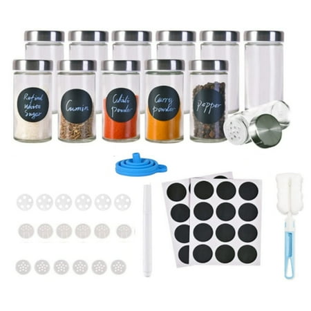 

12 Spice Jars with Shaker High-Quality Spice Jars with -Round Glass Spice Jars -Spice Containers Spice Bottles