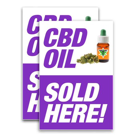 CBD Oil Sold Here (24" X 36") Vinyl Decal Only (Pack of 2) |Sign|Sticker|Poster