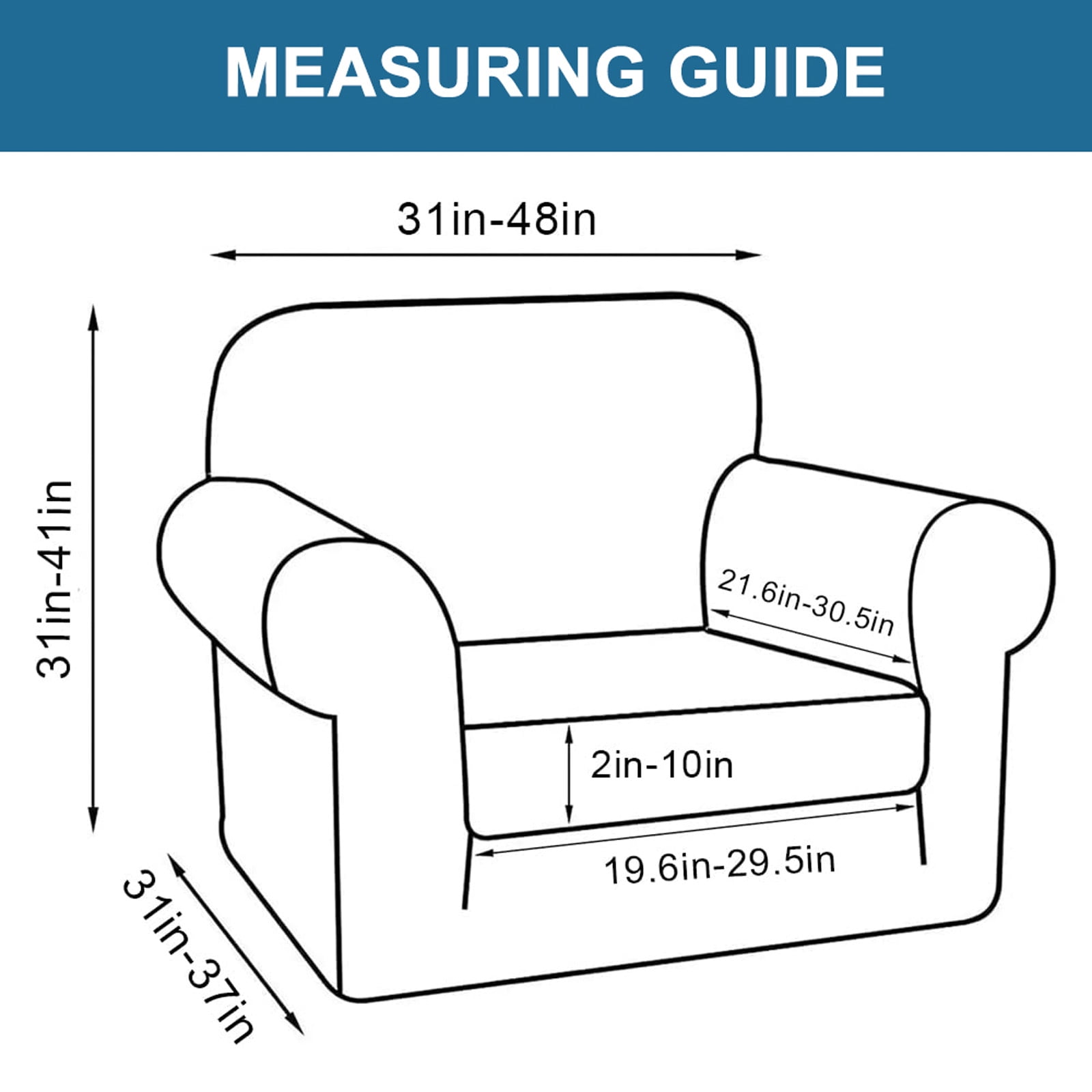 Sanmadrola Stretch 2 Piece Chair Cover Chair Slipcover Sofa Cover Furniture Protector Couch Soft with Elastic Bottom Chair Couch Cover with Arms