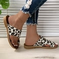 thumbnail image 7 of HAOTAGS Women's Summer Dressy Flat Sandals Leopard Print Toe Ring Open Toe Slip On Shoes White Size 9, 7 of 7