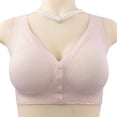thumbnail image 2 of WZXFASHION Women's Sexy Front Open Button Top Up Comfortable Plus Size Gathered Anti Drop Bra Bra Pink L, 2 of 9