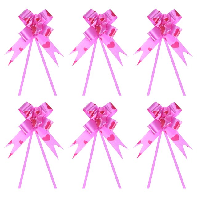 Unique Bargains 3.3inch Pull Bows Gift Wrapping Pull Bow Heart Pattern Baskets Present Bows Ribbon Rose Red 100 Pcs