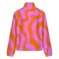 thumbnail image 6 of Jackets for Women Winter Coat Jackets Flannel Stand Collar Jacket(Orange Pink Wavy Abstract Pattern,Size:S-4XL), 6 of 7