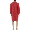 thumbnail image 3 of INSPIRE CHIC Men's Sleepshirt Banded Henley Collar  Shirt Pajamas Nightgown L Red, 3 of 5