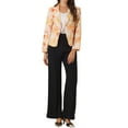 thumbnail image 3 of INSPIRE CHIC Women's Blazer Open Front Wear-to-Work Summer Crop Suit Jacket Beige Orange-Floral S, 3 of 7