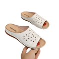 thumbnail image 2 of Wolfast Rhinestone Women's Carved Fish Mouth Thick Bottom Wedge Slippers,White, 2 of 4