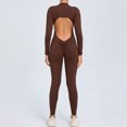thumbnail image 1 of Mono de manga larga con cremallera para mujer, conjunto de yoga de una pieza con cremallera, ropa de entrenamiento de gimnasio con efecto push up, mono deportivo para fitness, 1 of 4
