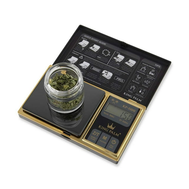 King Palm Mini Escala de 100 g x 0,01 g - Digital - Negro/Dorado - Viajeros de bolsillo, joyería de