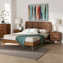 Baxton Studio Asami Mid-Century Bedroom Set, 3-Piece, Walnut Brown