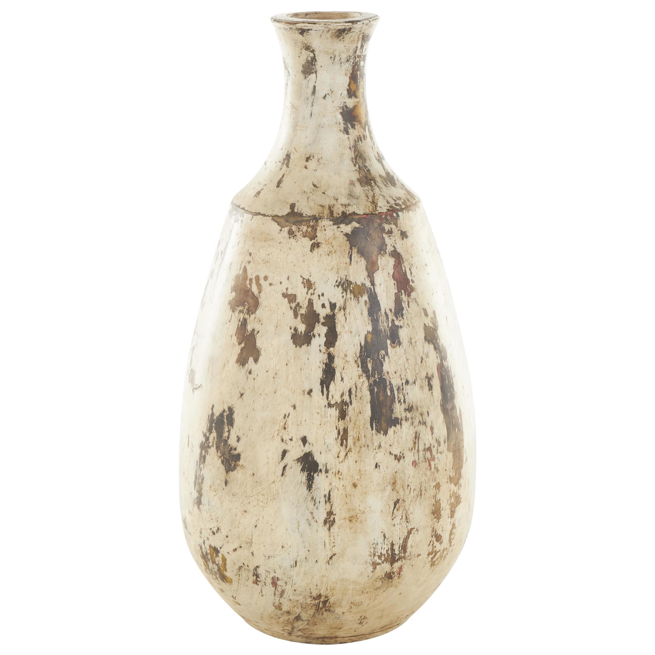 DecMode 20" Antique Style Distressed Brown Ceramic Vase