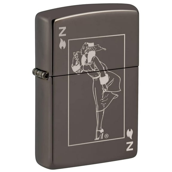 Zippo Lighter - Personalized Customize Message Engrave on Backside for Zippo Brand Design Logo Lighter (Windy The Zippo Girl 49797)