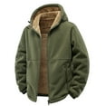 thumbnail image 2 of GrmtClth Winter Mens Jacket Fleece Sherpa Lined Zip Up Outwear Fuzzy Drawstring Hooded Jackets Coat Loose Fit Warm Sweatshirt with Zipper Pocket Army Green L, 2 of 3