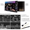 thumbnail image 4 of Scratch & Sketch Art for Kids & Adults, Rainbow Painting Night View Scratchboard(A4), Art & Craft, 4 Sheets Scratch Cards & Drawing Pen, Clean Brush (Beautiful City), 4 of 7