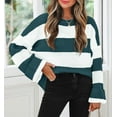 thumbnail image 3 of YOGAFOX Women Oversized Color Block Long Sleeve Pullover Sweater Grey Green XL, 3 of 5