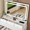 thumbnail image 3 of Modern Makeup Vanity Table Set with Power Outlet and Adjustable Lighting White, 3 of 11