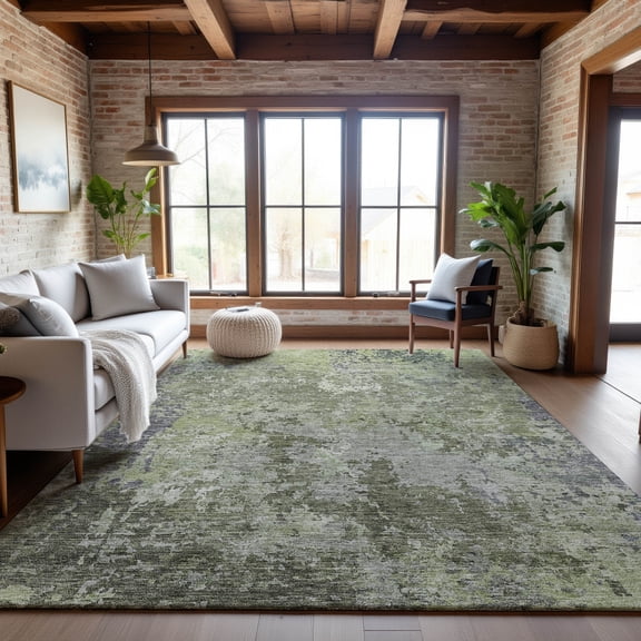 Addison Rugs Mayfield Premium Machine Washable Transitional Modern Green Rectangle Rug, 10' x 14'