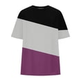 thumbnail image 4 of Timegard Womens Top Summer Drop Shoulder Short Sleeve Casual Crewneck Loose Comfy Color Block Mid Long Top, 4 of 4
