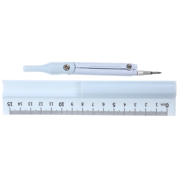 NUOLUX Plastic Compass Pen Ruler Set Blue 1Pcs 6.5x1.4x0.6in