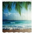 thumbnail image 3 of Ambesonne Ocean Shower Curtain, Palms Tropical Island, 69"Wx75"L, Green and Blue, 3 of 3