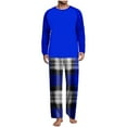 thumbnail image 2 of purcolt Men's Pajama Set Comfy Long Sleeve Top & Pajama Pants Color Block Plaid Pjs Sleepwear 2 Piece Lounge Sets, 2 of 7