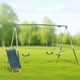 thumbnail image 4 of XDP Recreation Outdoor Central Park Swing Set w/ Slide, Glider, 2 Swings & Trapeze, Green, 4 of 11
