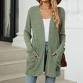 thumbnail image 2 of zaveiop Women's Casual Long Cardigan Sweater Lightweight Open Front Coat with Deep Pockets, Fall Winter Fashion Outwear (Army Green, XL), 2 of 8