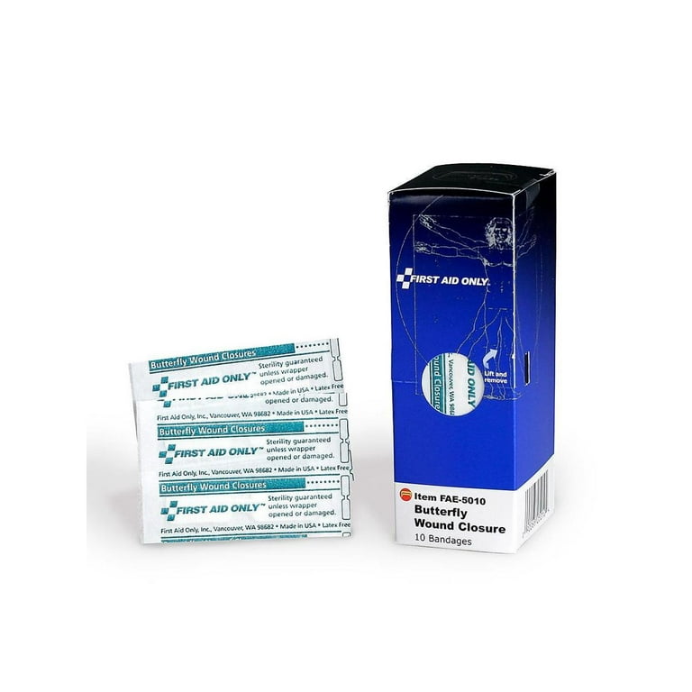 First Aid Only Butterfly Wound Closure Bandages - 10/Box - White First Aid Only Butterfly Wound Closure Bandages - 10/Box - White