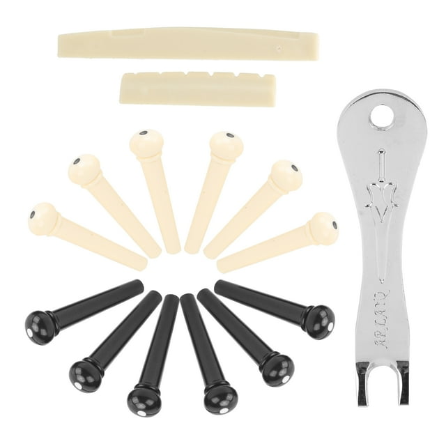 Guitar Bridge Pin Set With Saddle, Easy To Change Exquisite Workmanship Lightweight And Portable Bridge Pin Kit With Puller For Most Acoustic Guitars
