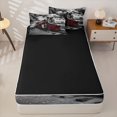 thumbnail image 4 of Manfei Vintage Train Zipper Full Size Comforter Sets with Fitted Sheet and 2 Pillowcases,Dark Clouds Zipper Bedding Set,Black Red,Black Reversible,4pcs, 4 of 8