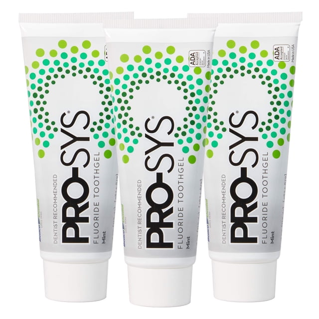 Pasta de dientes PRO-SYS en gel con flúor de menta, 120 ml, paquete de 3 unidades, aprobada por la
