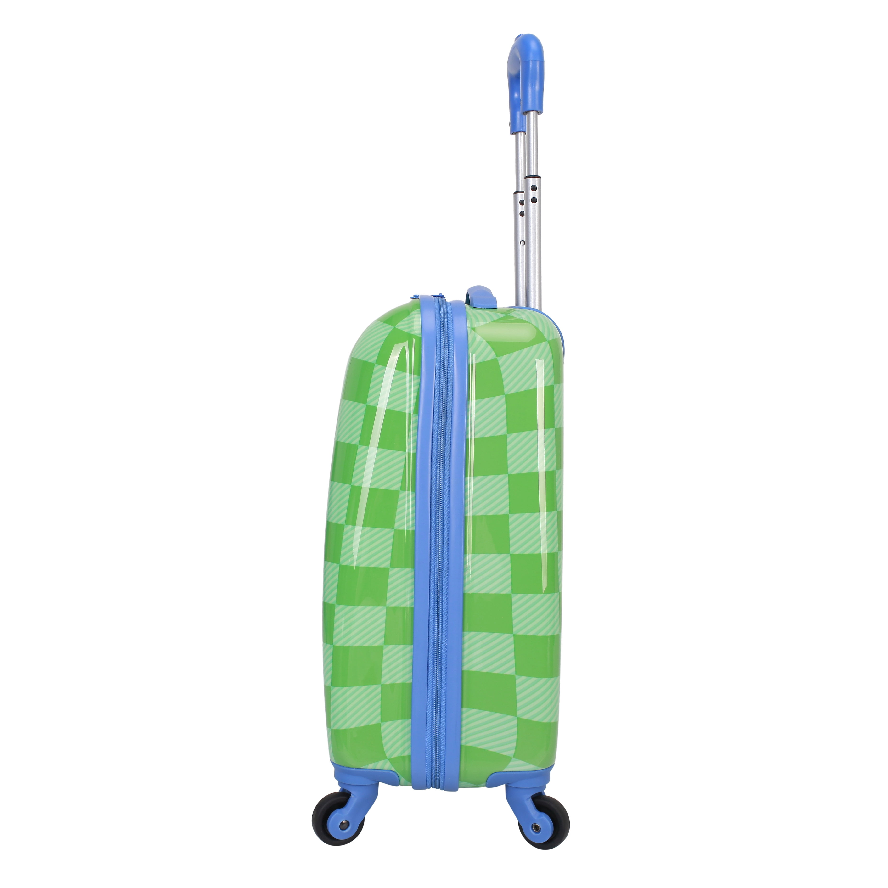 CRCKT Kids Boy 21" Checker Hardside Carry-on Luggage With 360 Spinner Wheels, Poison Green - Green and Blue