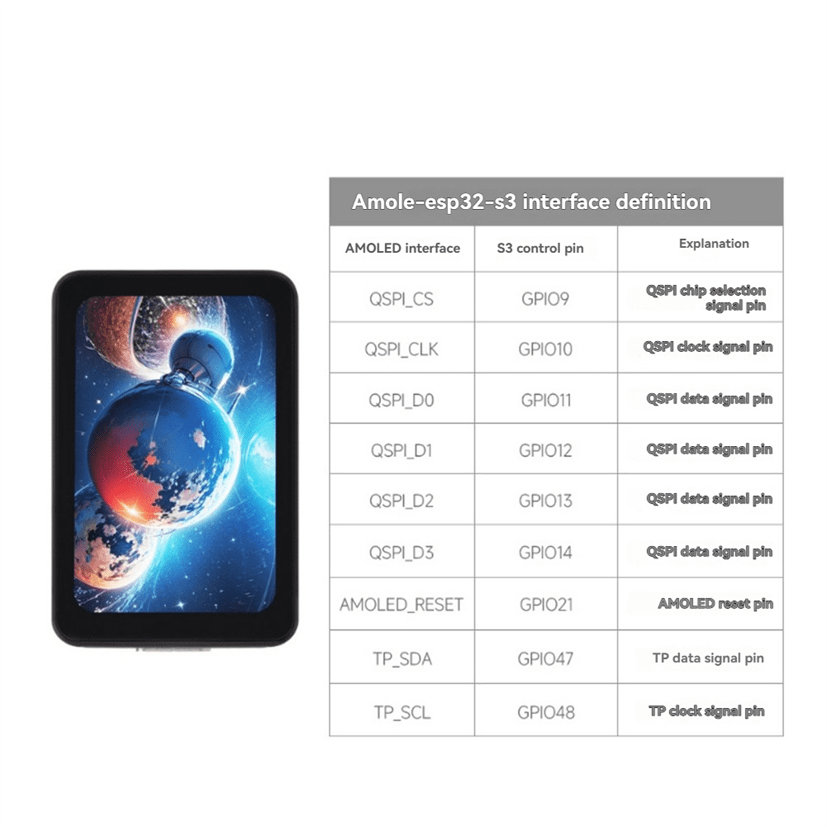 ESP32-S3 AMOLED 1.64-Inch Touch Display Screen Flash-16MB PSRAM-8MB WIFI Bluetooth Wireless Module 280x456 QSPI,1 * 1.64-inch Touch Screen