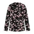 thumbnail image 6 of Amzcrzy Womens Basic Tops Floral Long Sleeve Shirts Business Casual Tunic Tops Pleat Boat Neck Work Blouse S-3XL, 6 of 6