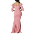 thumbnail image 6 of IROINNID Wedding Guest Dresses for Women Homecoming Party Color Long Dress Off Shoulder Split V-Neck Dress Trendy Formal Dress,Pink, 6 of 9