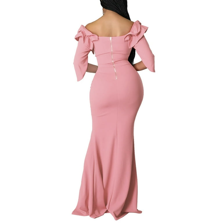 up to 60% off Gifts wycnly Formal Dresses for Women Wedding Guest Elegant  Sexy Strapless Bodycon Slit Mermaid Maxi Dresses Tube Top Elbow-Length  Solid Summer Long Dress Pink m - Walmart.com