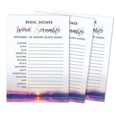Inkdotpot 50-Pack Wedding Word Scramble Bridal ShowerGameCards NatureParty Wedding Supplies