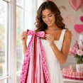 thumbnail image 5 of Qocolcyl Pink Fall Halloween Wreath Decor Bow,Printed Polyester Ribbon Door Hanging Bow, Indoor Outdoor Front Door Wall Tree Topper Bow for Thanksgiving Farmhouse Halloween Decorations Party Supply, 5 of 6