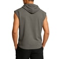 thumbnail image 4 of Mens 2026 Vintage Washed Sleeveless Hoodie Tank Top Cotton Muscle Workout Gym Streetwear Shirt Gray L, 4 of 8