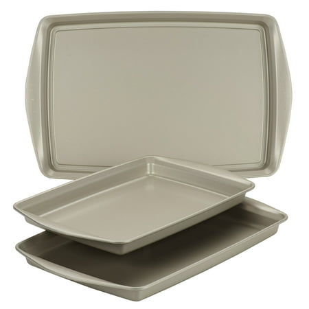

Rachael Ray 3 Piece Steel Nonstick Bakeware Cookie Pan Set Silver