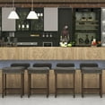 thumbnail image 2 of Gymax Bar Stool Set of 4 24-Inch Counter Height Saddle Stools w/ PU Leather Upholstery Gray & Brown, 2 of 10