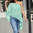 thumbnail image 6 of DDAPJ pyju Womens Sheer Poncho Shrug Elegant Chiffon Shawl One Shoulder Crop Ponchos Going Out Beach Cover Ups Asymmetrical Cape Mint Green XL, 6 of 8