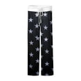 thumbnail image 4 of Women Winter Soild Color Pants Full Length Long Trousers Sports Pants with Star Print and Drawstring for Fun and Comfortable Use,Black,L, 4 of 8