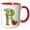 Red/White, variant on 3drose, Cute Christmas Decorated Green Bubble Monogram Initial R, 15oz Two-tone Red Mug