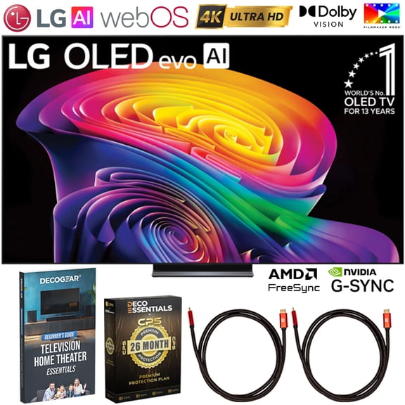 LG 77 Inch OLED evo AI C6H 4K Smart webOS TV 2026 OLED77C6HUP Bundle with 2x HDMI Cable, Television Home Theater Guide and Deco Essentials Exclusive 26 Month CPS Enhanced Prote